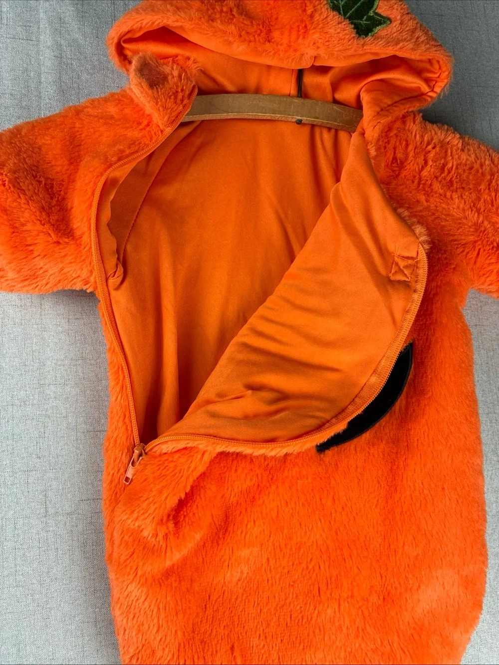 Baby Pumpkin Costume Bunting 0-6M Jack-O’-Lantern Fleece Bag Warm Orange Hoodie